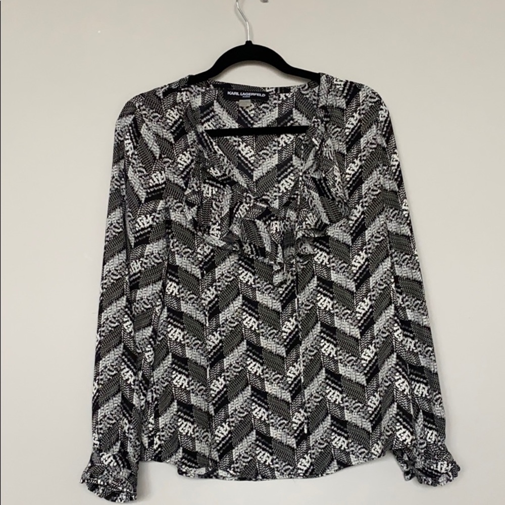 Karl Lagerfeld Long-Sleeve Ruffle Detail Blouse